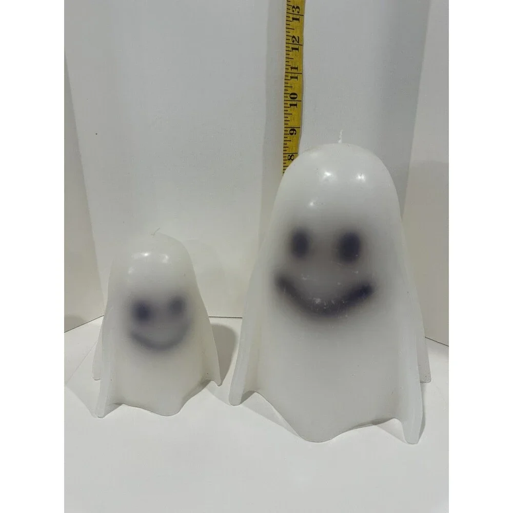 Pottery Barn Halloween Large And Small Heavy Ghost Shaped Candles